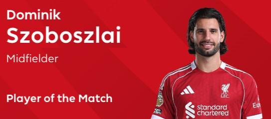 超远任意球破门，索博当选利物浦vs阿森纳全场最佳球员